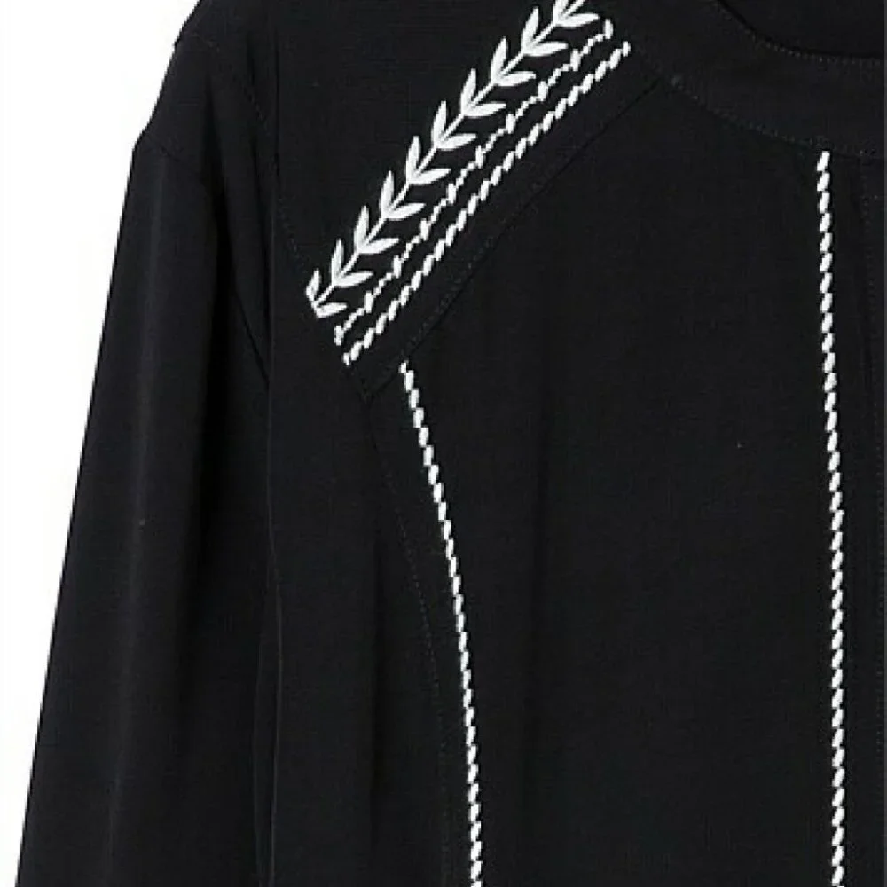 COUNTRY ROAD Embroidered Black Long Sleeve Shirt Dress - Picture 10 of 16